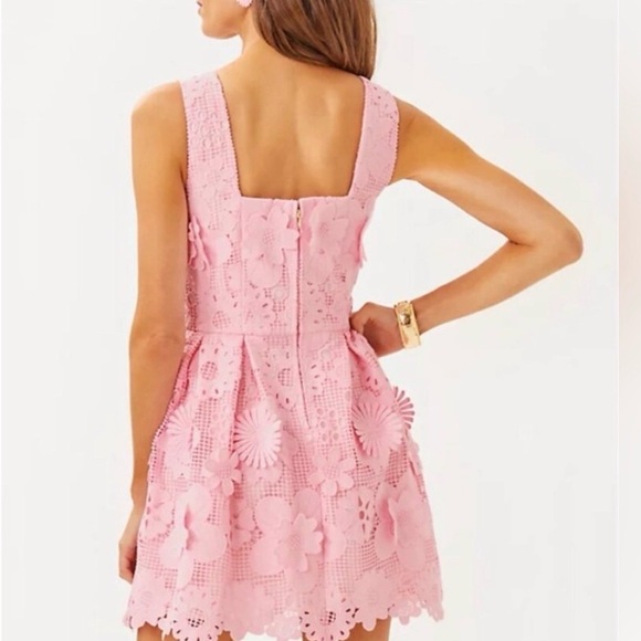 Lilly Pulitzer Cindy Skirted Romper Passion Flower 3D Lace, Size 8 - Picture 2 of 3